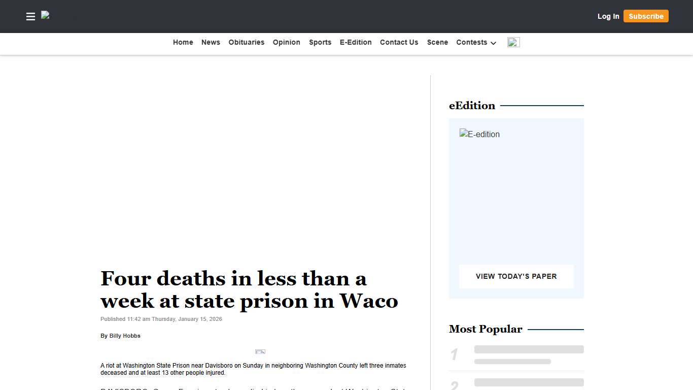 Four deaths in less than a week at state prison in Waco The Union-Recorder